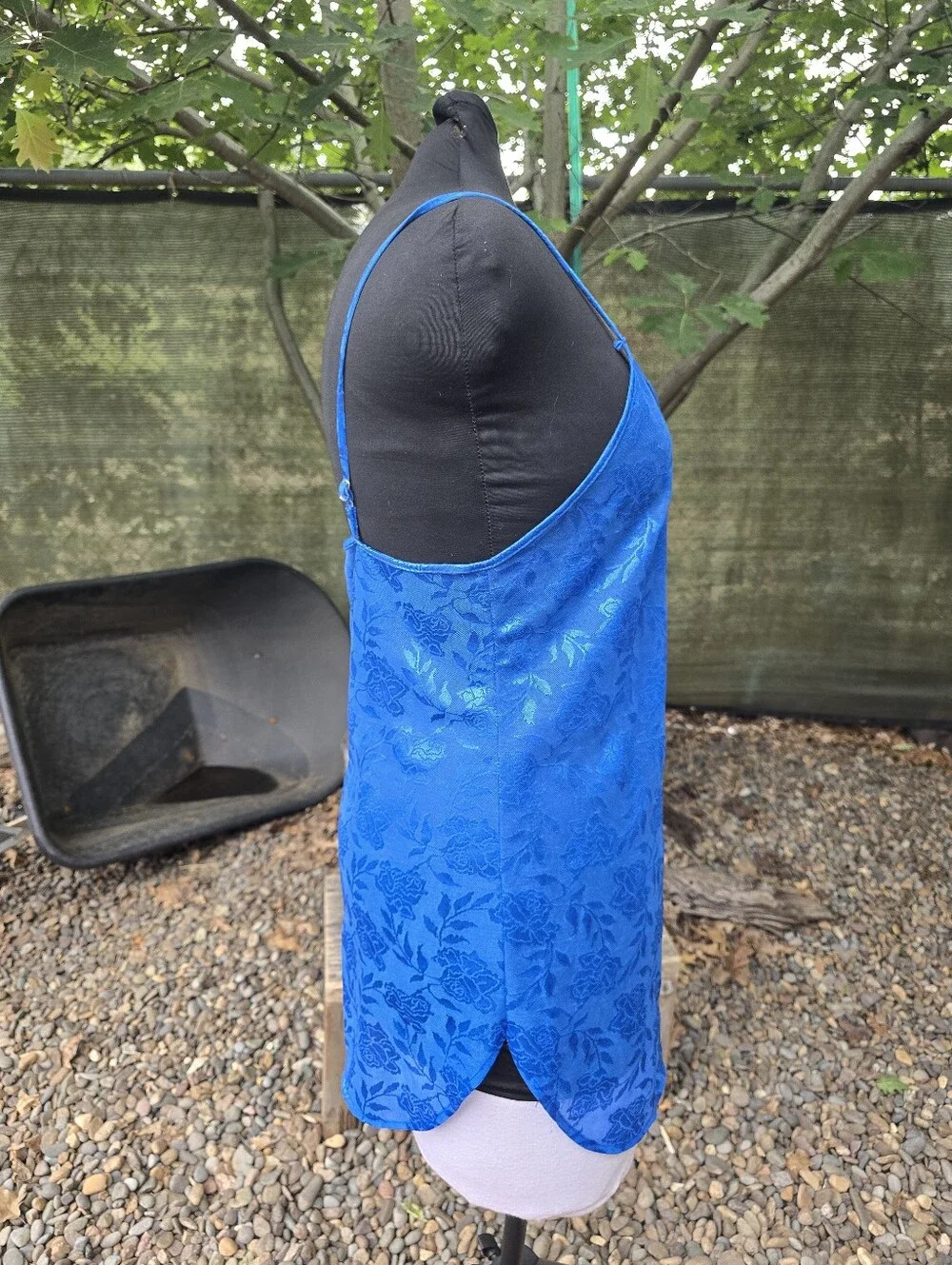 Vtg 80s Blue Floral Lace Sheer Slip Dress Whimisgoth 90s Grunge Romantic Boudoir - Picture 3 of 7